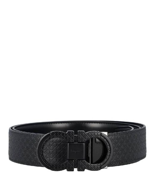 Ferragamo Black Salvatore Reversible And Adjustable Gancini Belt, Cm for men