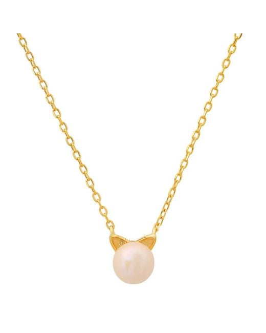 Kylie Harper Metallic Over Kitty Cat Genuine Pearl Necklace