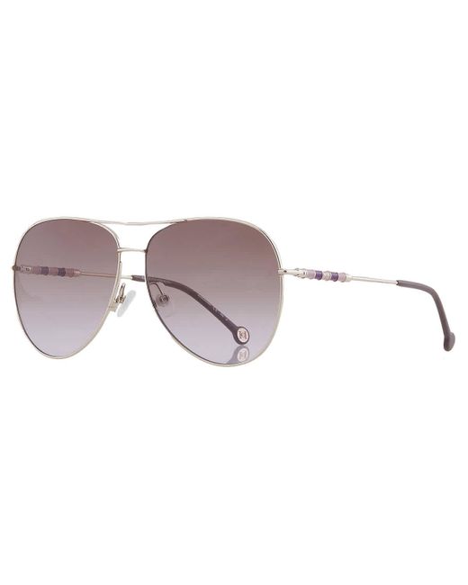 Carolina Herrera Brown Violet Pilot Sunglasses Ch 0034/s 03yg/qr 64