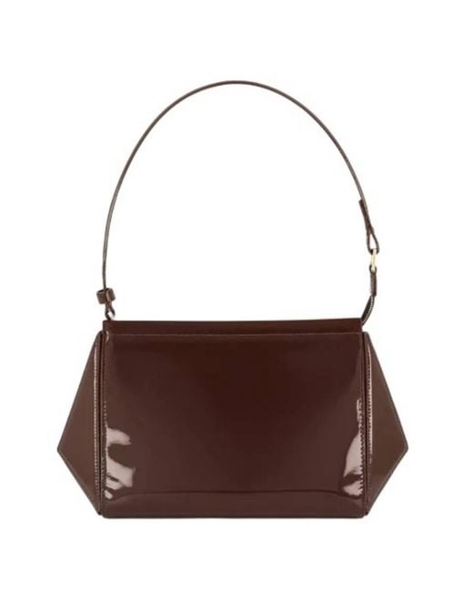 Mlouye Brown Patent Medium Triangle Pouch