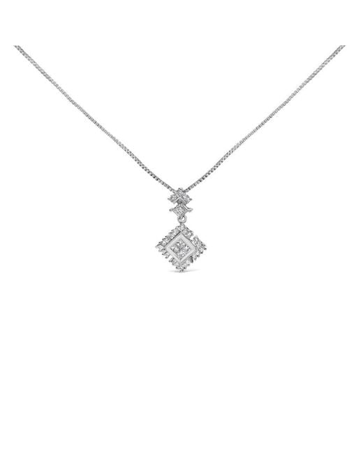 Haus of Brilliance Metallic 10K 1/2 Cttw Princess Cut Rhombus Drop Pendant Necklace for men