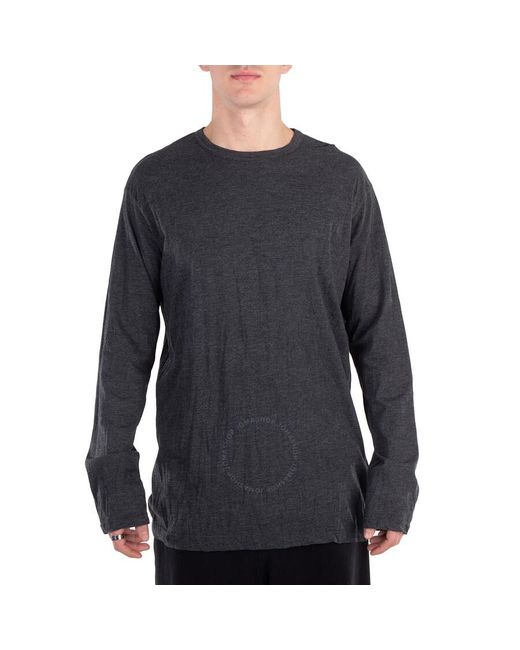 Yohji Yamamoto Blue Vertical Wrinkled Long Sleeve T, Brand Size 3 for men