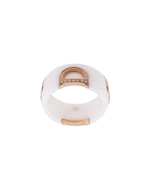 Damiani White D.Icon Ladies Ceramic, And Diamonds Ring, Size 13