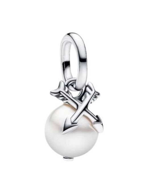 Pandora White Sterling Sillver Pearl & Arrows Mini Dangle Charm