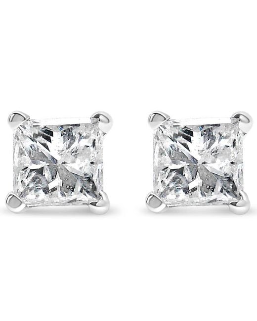 Haus of Brilliance Metallic Ags Certified 3/8 Cttw Princess-cut Square Diamond 4-prong Solitaire Stud Earrings