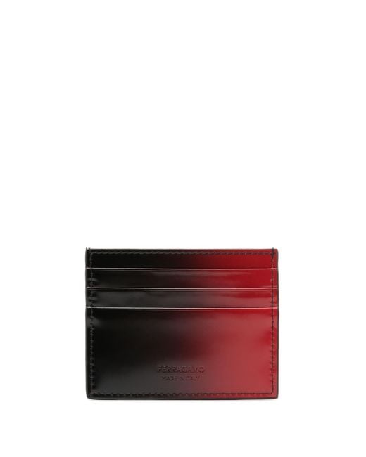 Ferragamo Red Ombre-Effect Leather Card Holder for men