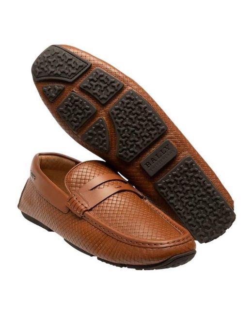 Bally Brown Park Woven Leather Drivers, Brand Size 5 Us for men