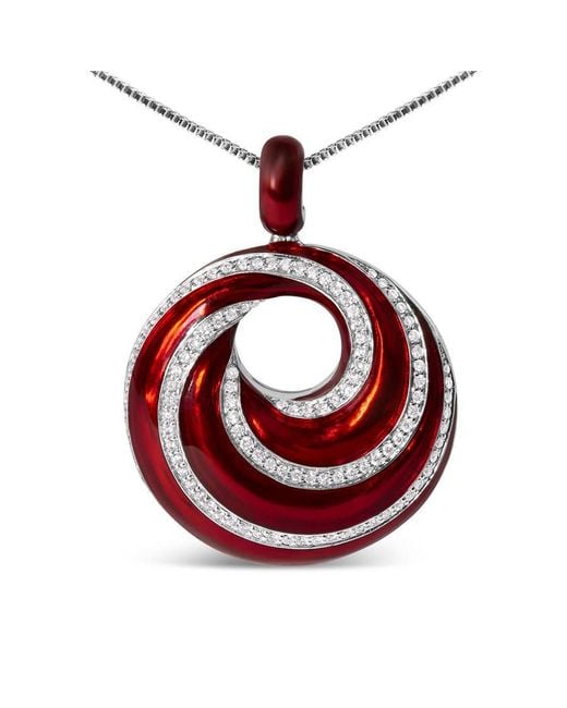 Haus of Brilliance Red 925 Sterling Enamel And 1/2 Diamond Endless Swirl Medallion 18" Pendant Necklace (F-G Color, Vs1-Vs2 Clarity) for men