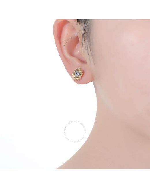 Rachel Glauber Metallic Rhodium And 14k Gold Plated Cubic Zirconia Stud Earrings