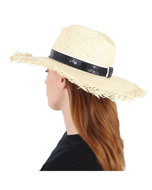 Maison Michel White Natural Zango Straw Fedora Hat