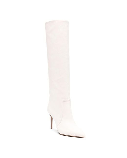 Paris Texas White Ladies Stiletto 85Mm Leather Boots, Brand Size 35 Us