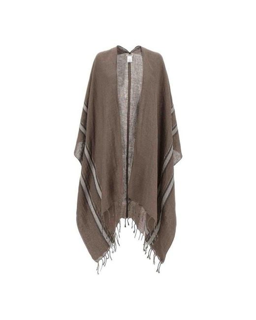 Brunello Cucinelli Brown Striped Linen Scarf