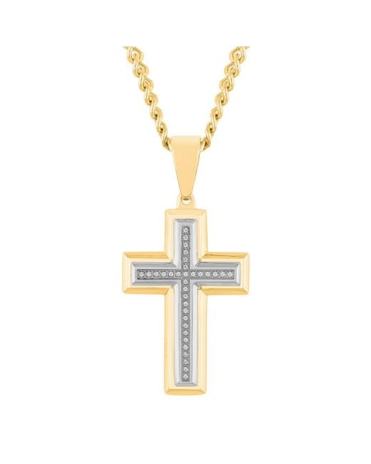 Robert Alton Metallic 1/10Ctw Diamond Stainless Steel With Finish Cross Pendant for men