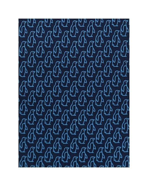 Ferragamo Blue Printed Silk Tie for men