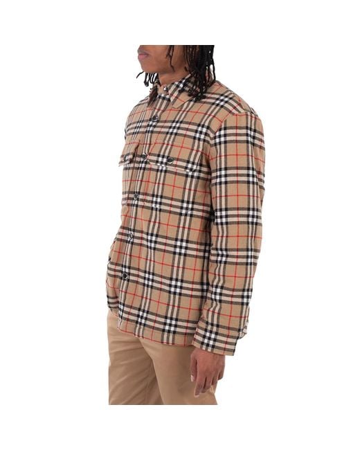 Burberry Brown Archive Vintage Check Wool Cotton Overshirt for men