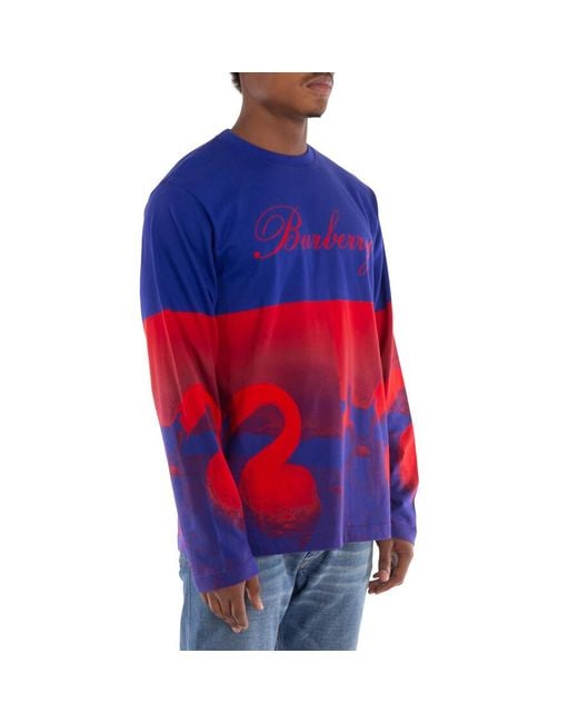 Burberry Blue Long Sleeve Swan Logo T-Shirt for men