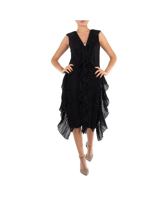 Burberry Black Windy Silk Ruffle Dress, Brand Size 2 (Us