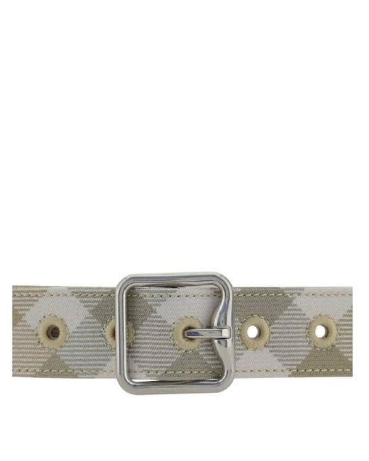 Burberry Gray Checkered Pattern Belt