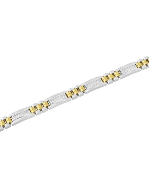 Robert Alton Metallic 1/4Ctw Diamond Stainless Steel Link Bracelet for men