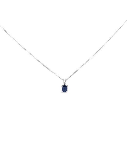 Haus of Brilliance Metallic 14K 6X4Mm Oval Shaped Shaped Sapphire Solitaire Pendant Necklace