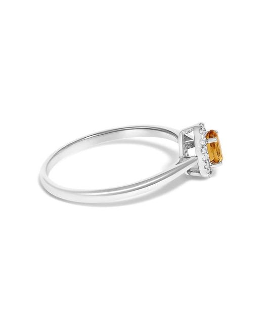 Haus of Brilliance Metallic 10K 5X3Mm Oval Citrine And Diamond Accent Halo Ring (I-J Color, I1-I2 Clarity)