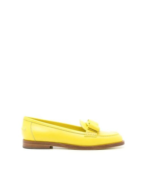 Ferragamo Yellow Ladies Loafers, Us