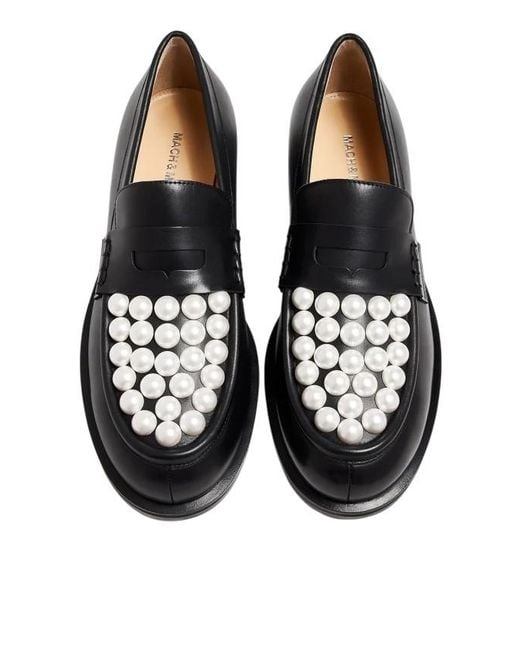 Mach & Mach Black Sirene Pearl-Embellished Loafers, Brand Size 35.5 Us