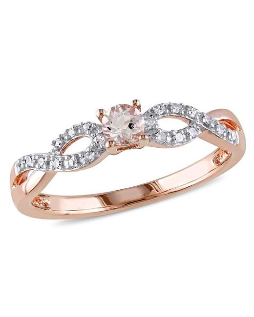 Amour White 1/10 Ct Tw Diamond And Morganite Infinity Ring