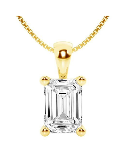 Brilliant Diamond Metallic 3 Carat Emerald Lab Grown Diamond Solitaire Pendant Necklace