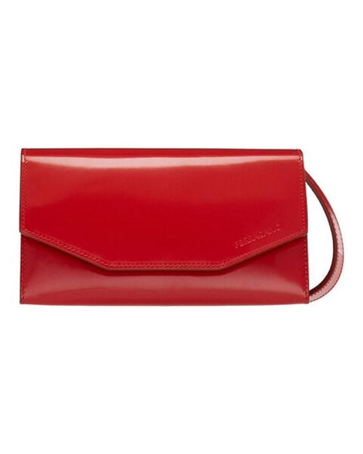 Ferragamo Red Envelope Patent Leather Clutch