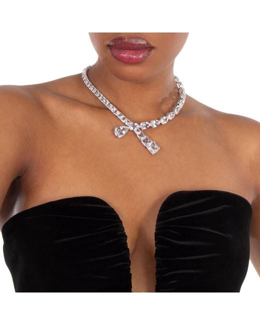 Swarovski Metallic Matrix Necklace Closed Rhodium Shiny Crystal