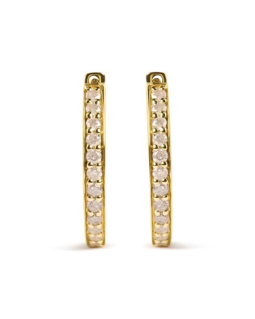 Haus of Brilliance Metallic 10K 1/2 Cttw Round-Cut Diamond Hoop Earrings (I-J Color, I2-I3 Clarity)