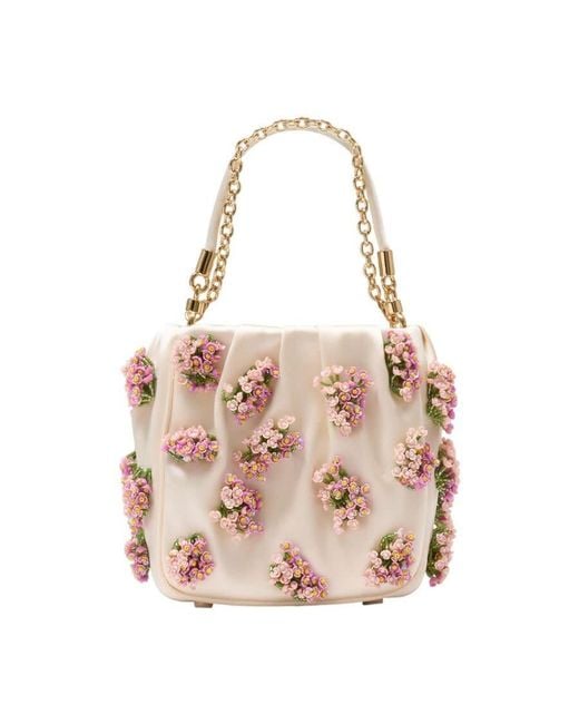 Self-Portrait Pink Self-Portrait Floral Beaded Shoulder Bag