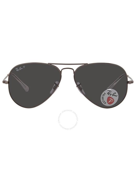 Ray-Ban Gray Aviator Metal Ii Polarized Black Aviator Sunglasses