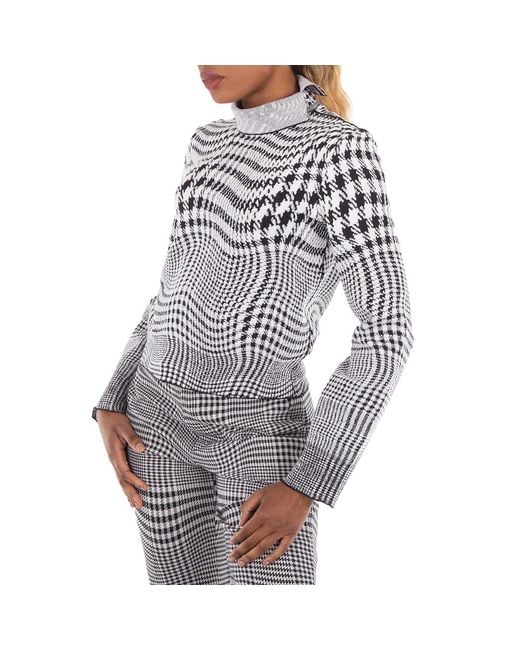 Burberry Multicolor Warped Pattern Print Knitted Sweater