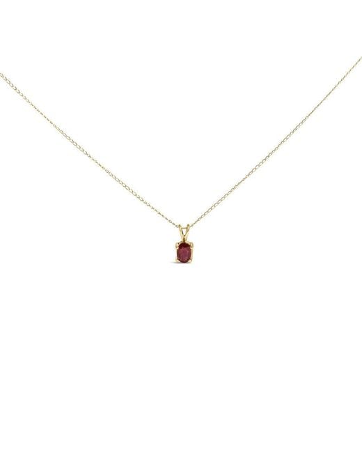 Haus of Brilliance Metallic 14K 6X4Mm Oval Shaped Garnet Solitaire Pendant Necklace