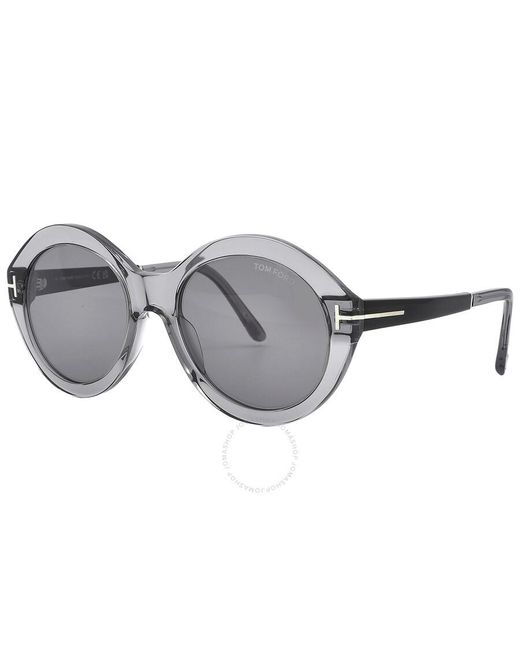 Tom Ford Gray Seraphina Smoke Mirror Round Sunglasses Ft1088 20c 55