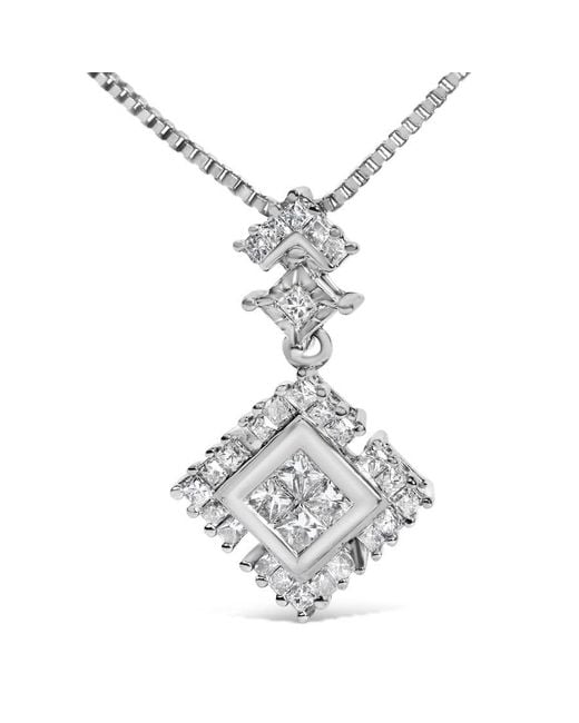 Haus of Brilliance Metallic 10K 1/2 Cttw Princess Cut Rhombus Drop Pendant Necklace for men
