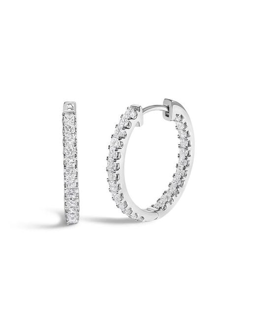 Haus of Brilliance Metallic 14K 2.00 Cttw Princess Diamond Inside Out Elongated Hoop Earrings