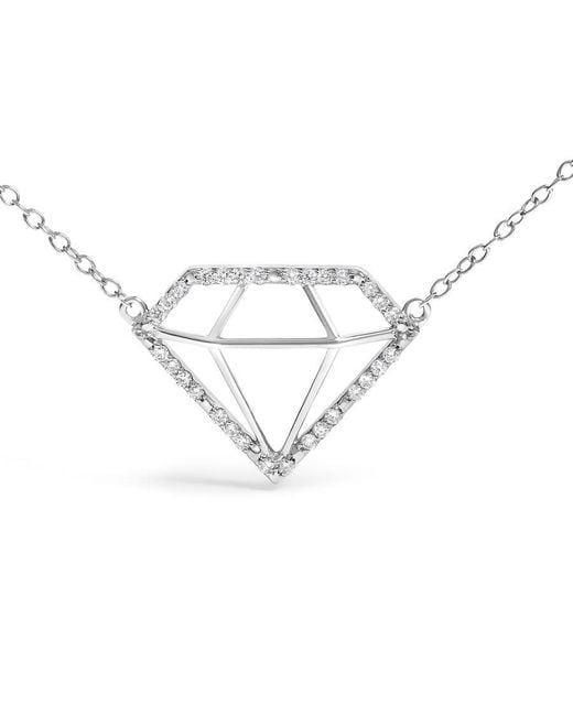 Haus of Brilliance Metallic 925 Sterling 1/7 Cttw Lab Grown Diamond Diamond Shaped Pendant Necklace