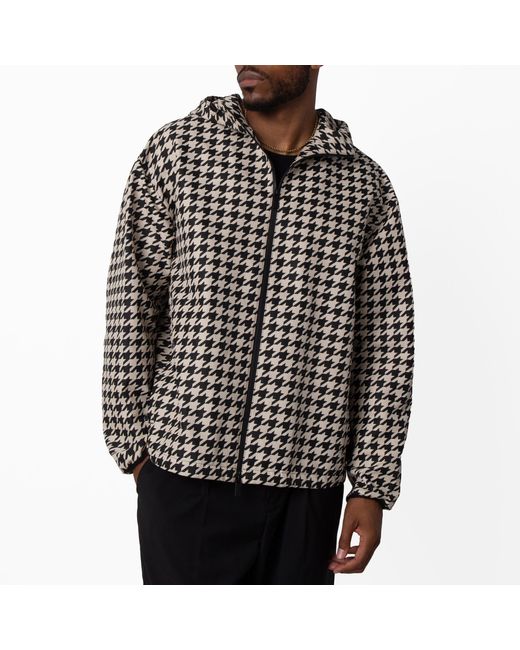 Burberry Black Houndstooth Relaxed Fit Hooded Jacket for men