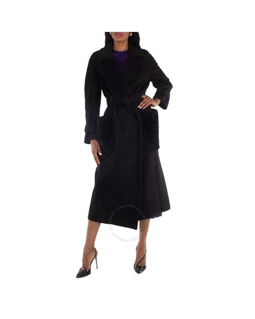 Max Mara Black Magia Long Cashmere Coat, Brand Size 42 (Us