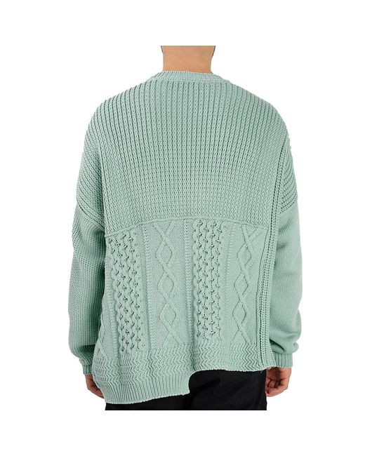Ambush Green Lily Patchwork Knit Crewneck Sweater for men