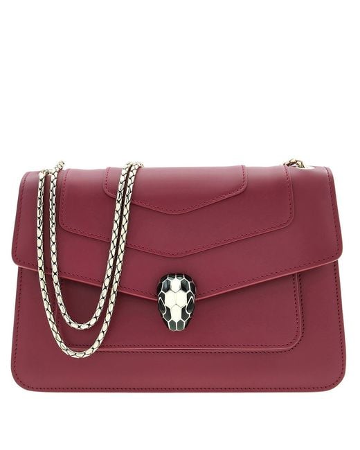 BVLGARI Purple Serpenti Forever Medium Shoulder Bag