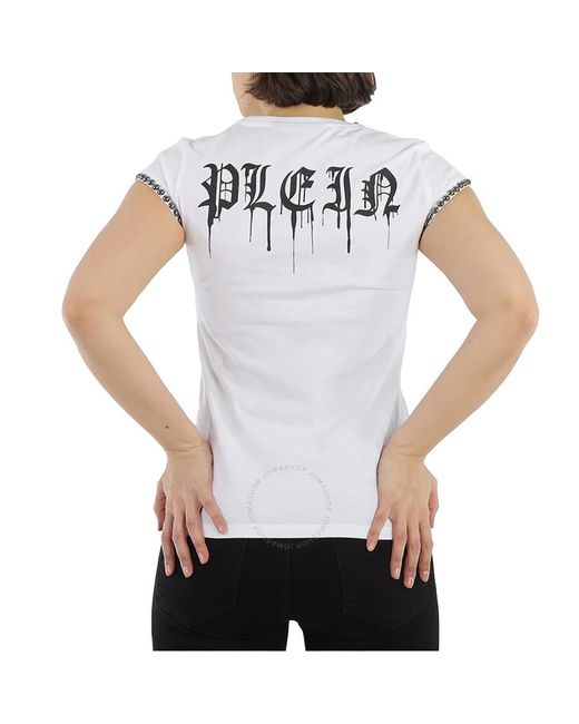 Philipp Plein White /multi Love Crystal Logo Cotton T-shirt