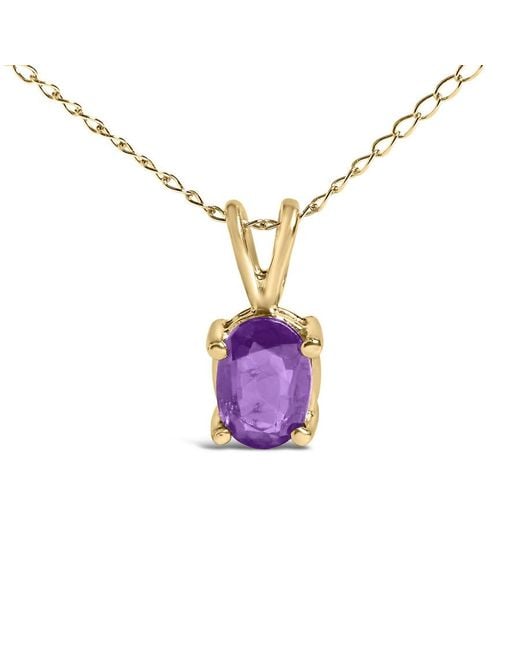 Haus of Brilliance Metallic 14K 6X4Mm Oval Shaped Amethyst Solitaire Pendant Necklace for men