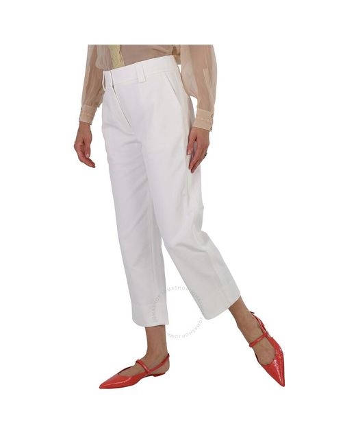 Moncler Multicolor Natural Cotton Gabardine Cropped Trousers
