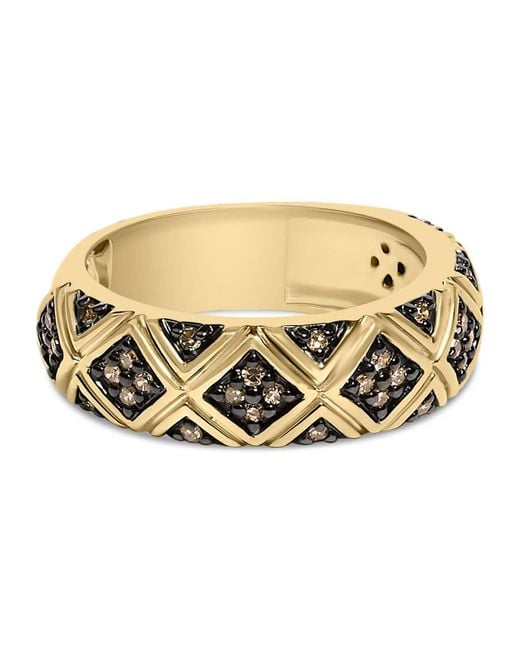 Haus of Brilliance Metallic 10K Plated .925 Sterling 3/8 Cttw Champagne Diamond Geometric Style Band Ring
