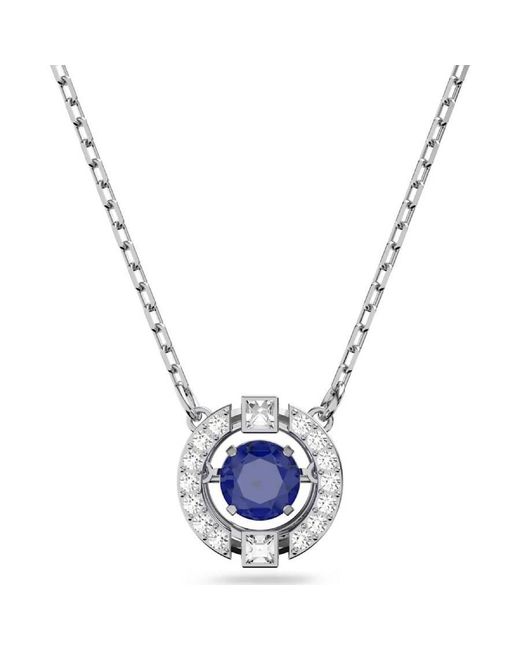 Swarovski Blue Ladies Rhodium Plated Sparkling Dance Necklace