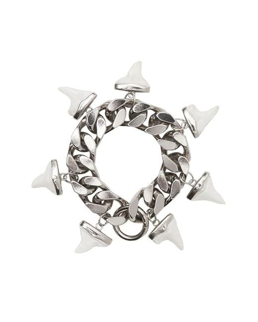Burberry Metallic Resin Shark Detail Palladium Plated Bracelet